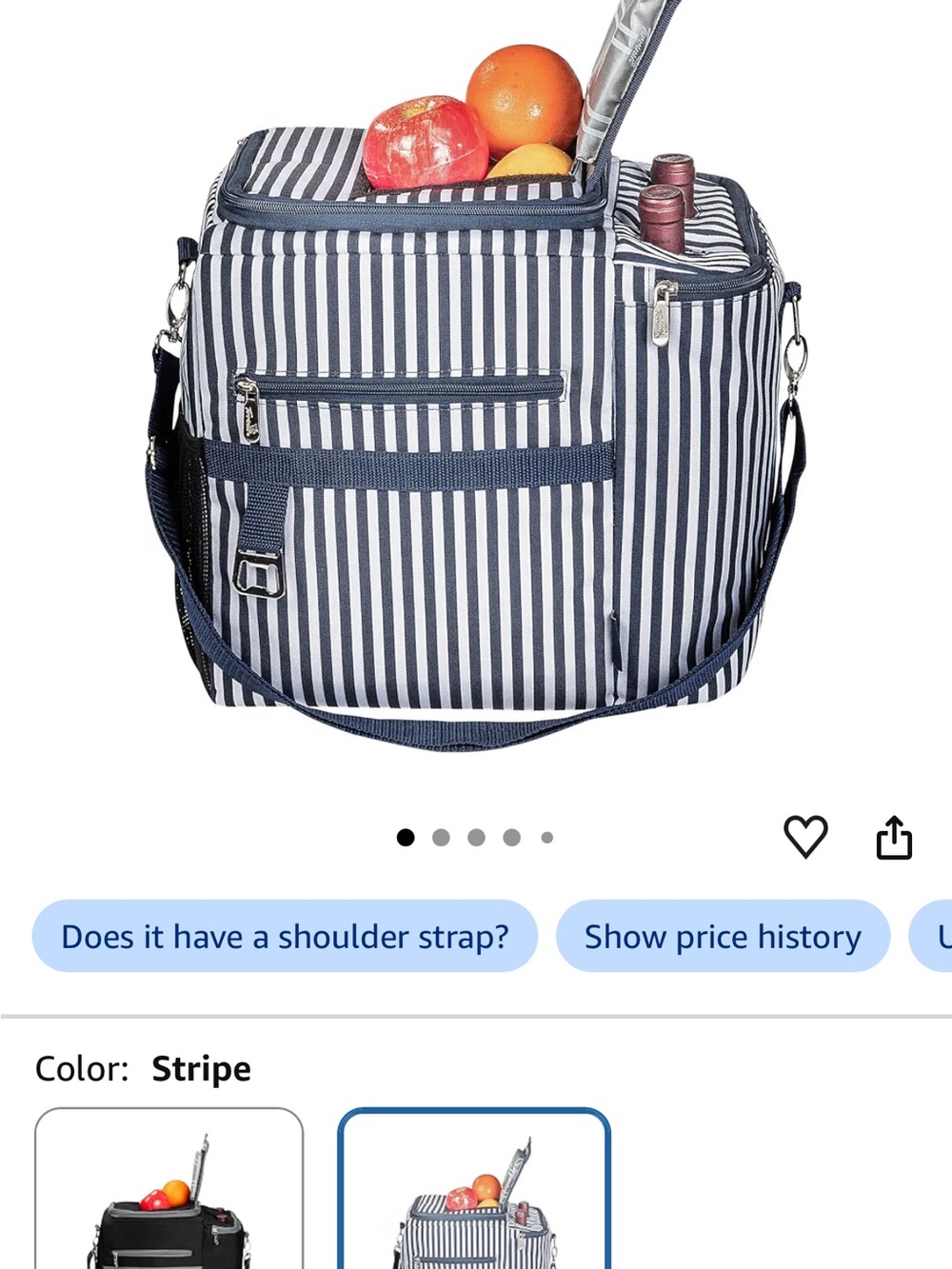 Striped Cooler Lunch Bag for Men - Navy and White